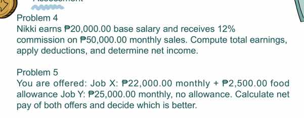 problem 4 nikki earns ₱20,000.00 base salary and receives 12% commissio…