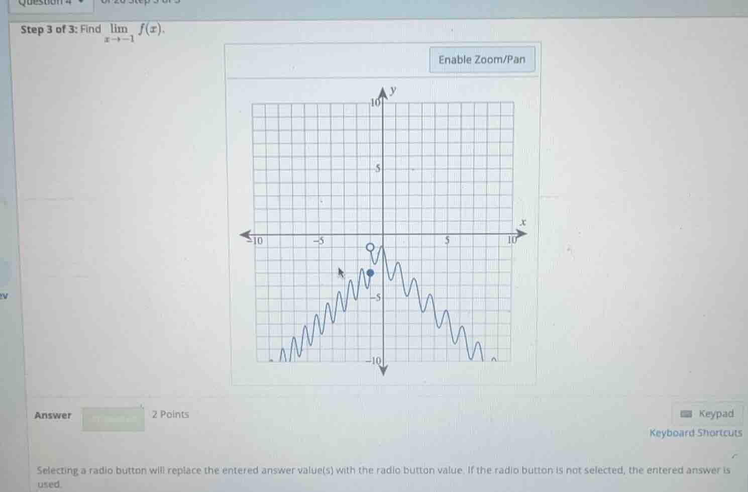 step 3 of 3: find \\(\\lim_{x \\to -1} f(x)\\).