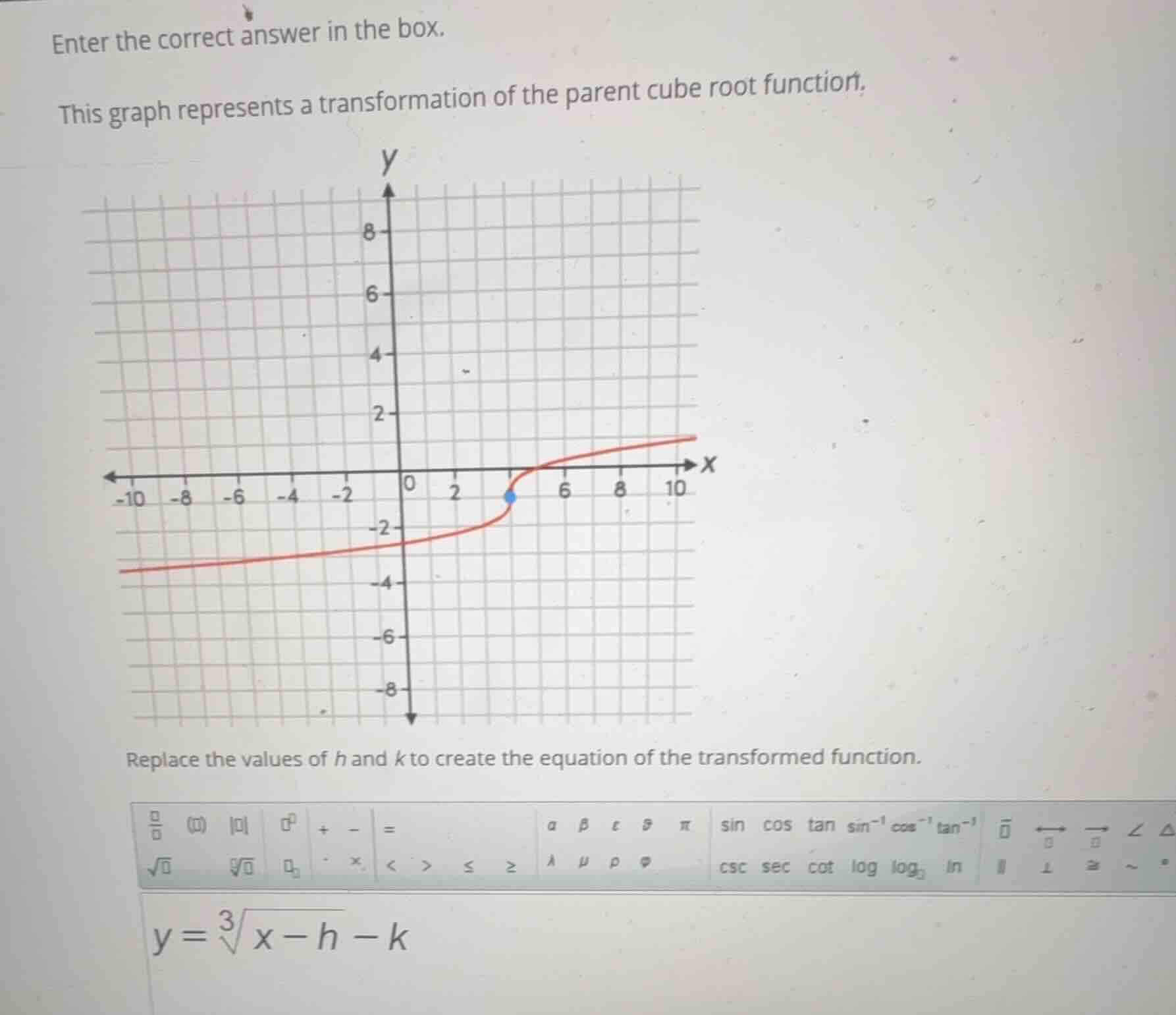 enter the correct answer in the box. this graph represents a transforma…