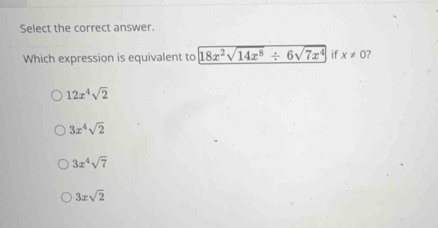 select the correct answer. which expression is equivalent to \\(18x^2\\…