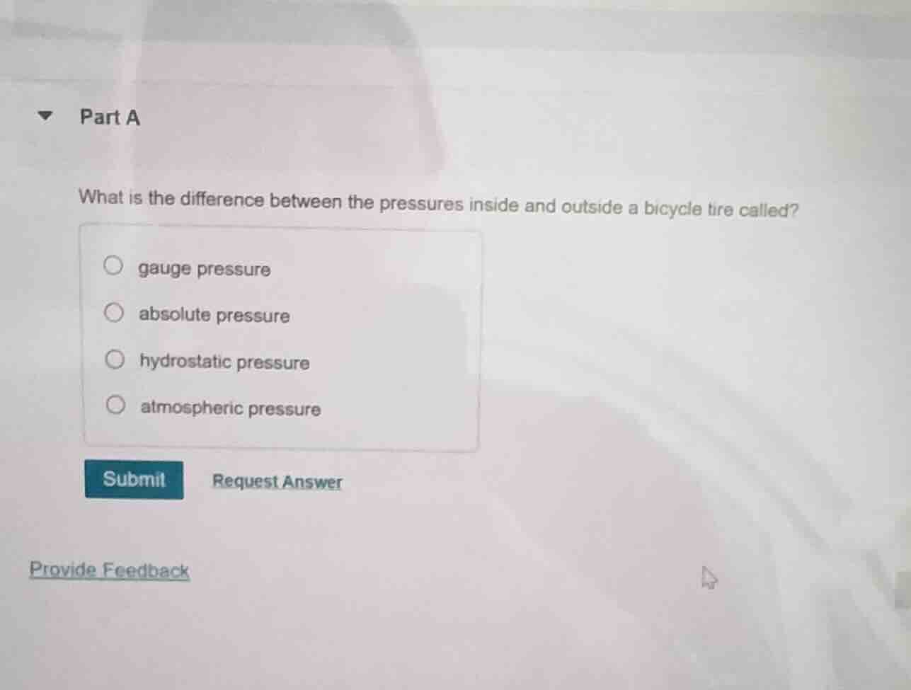 part a what is the difference between the pressures inside and outside …