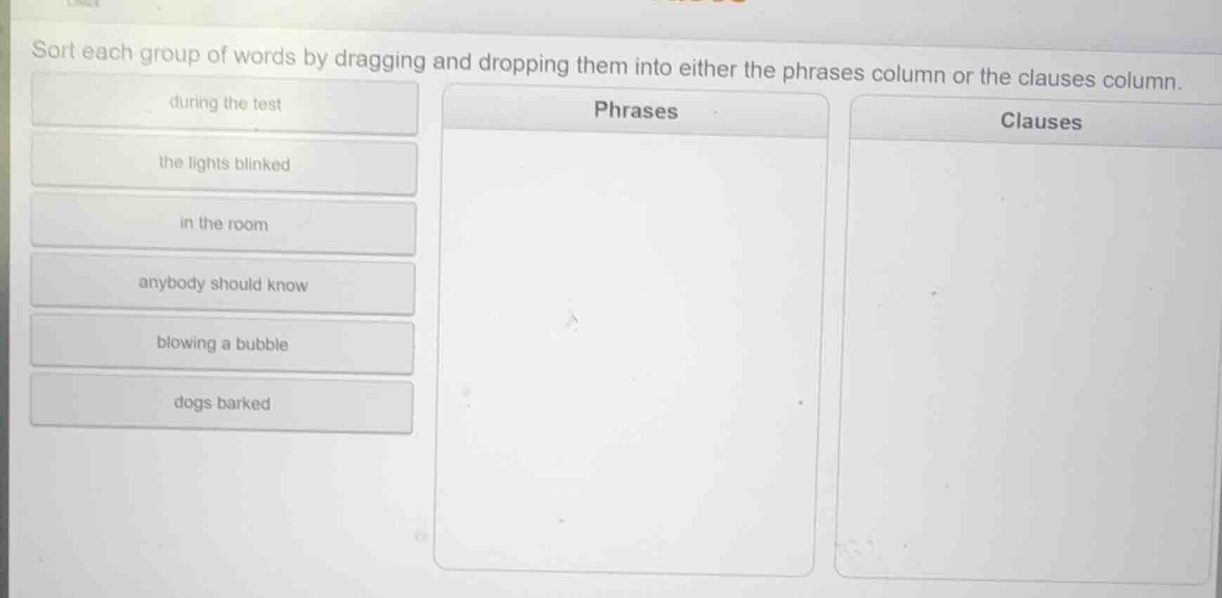 sort each group of words by dragging and dropping them into either the …