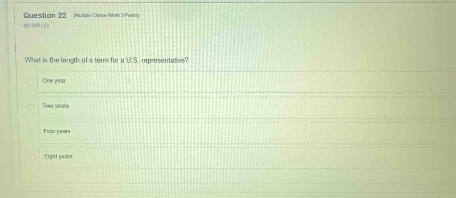 question 22 (multiple choice worth 3 points) (02.02r lc) what is the le…