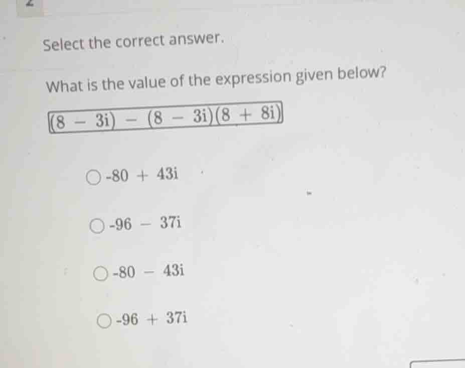 select the correct answer. what is the value of the expression given be…