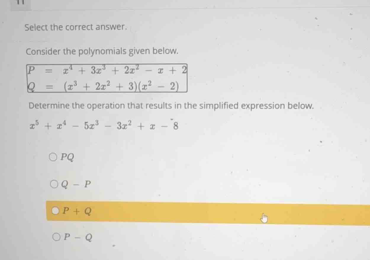 select the correct answer. consider the polynomials given below. \\ \\b…