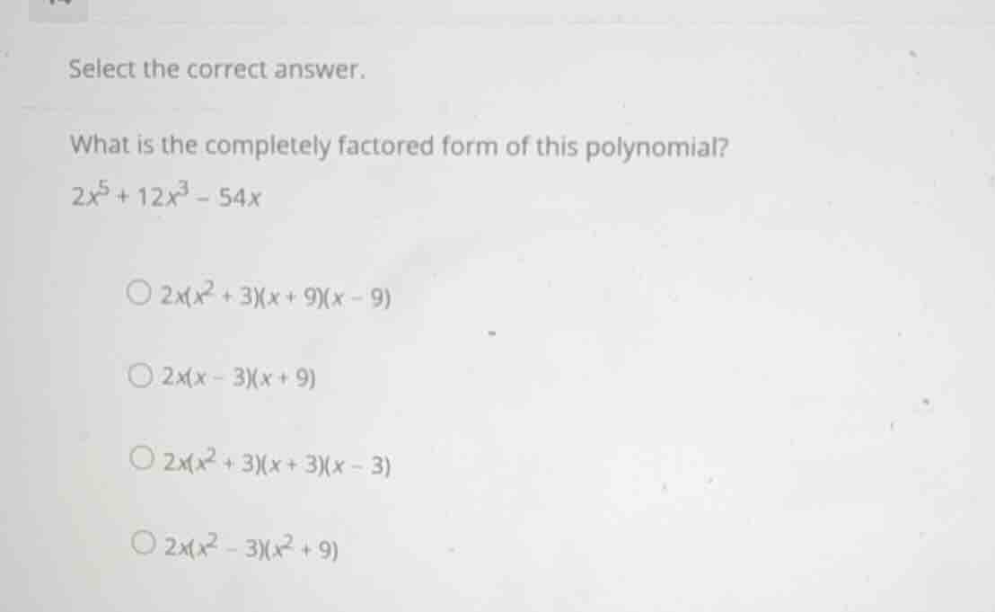 select the correct answer. what is the completely factored form of this…