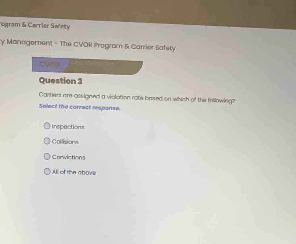 question 3 carriers are assigned a violation rate based on which of the…