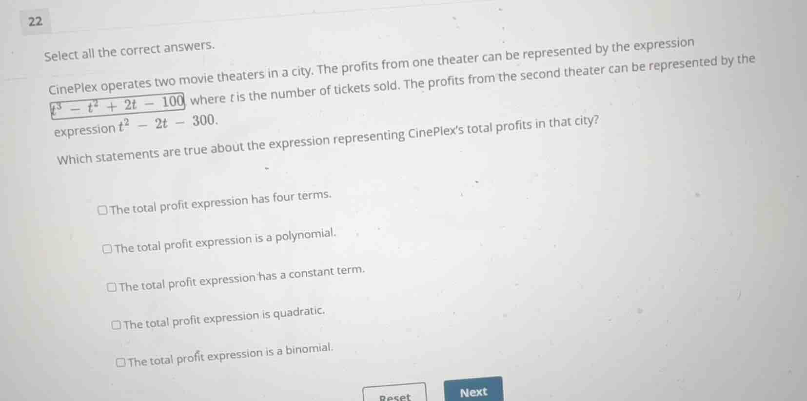 select all the correct answers. cineplex operates two movie theaters in…