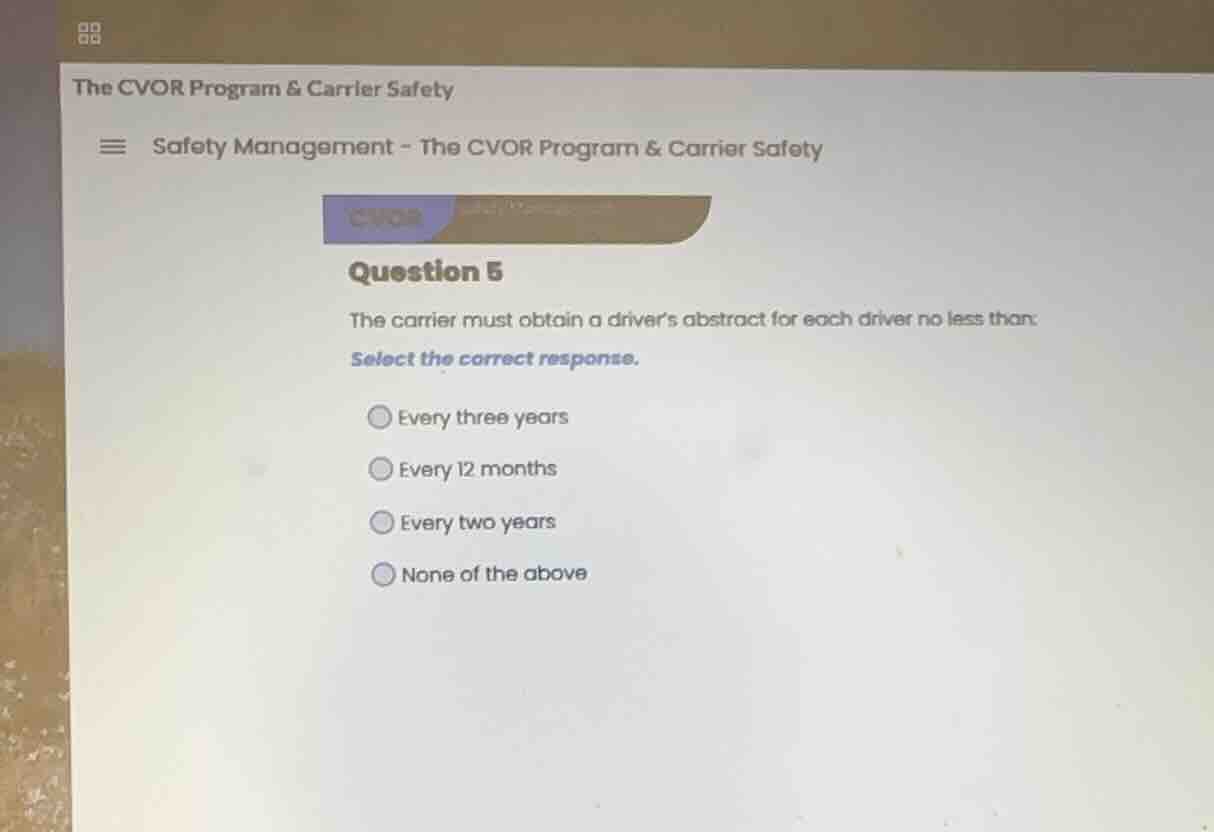 the cvor program & carrier safety safety management - the cvor program …