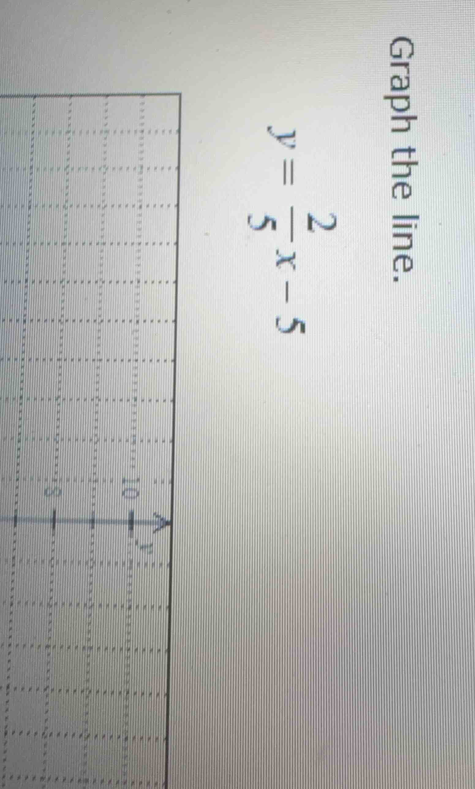 graph the line. (y = \\frac{2}{5}x - 5)
