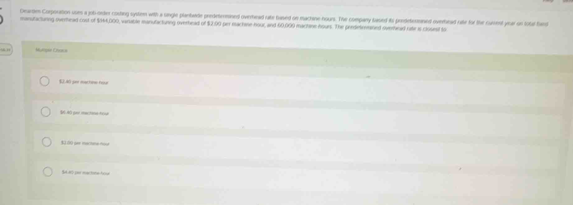 dearden corporation uses a job-order costing system with a single plant…