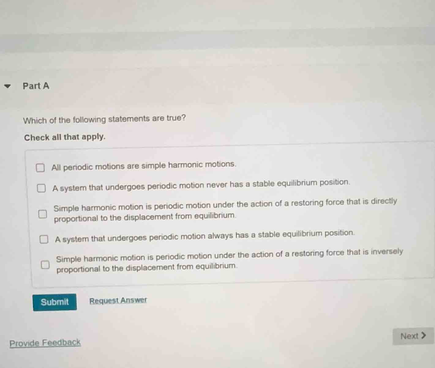 part a which of the following statements are true? check all that apply…