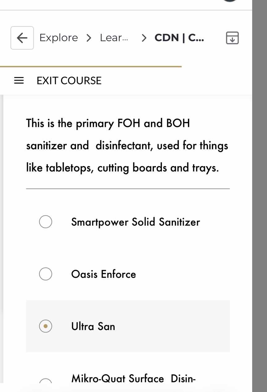 this is the primary foh and boh sanitizer and disinfectant, used for th…