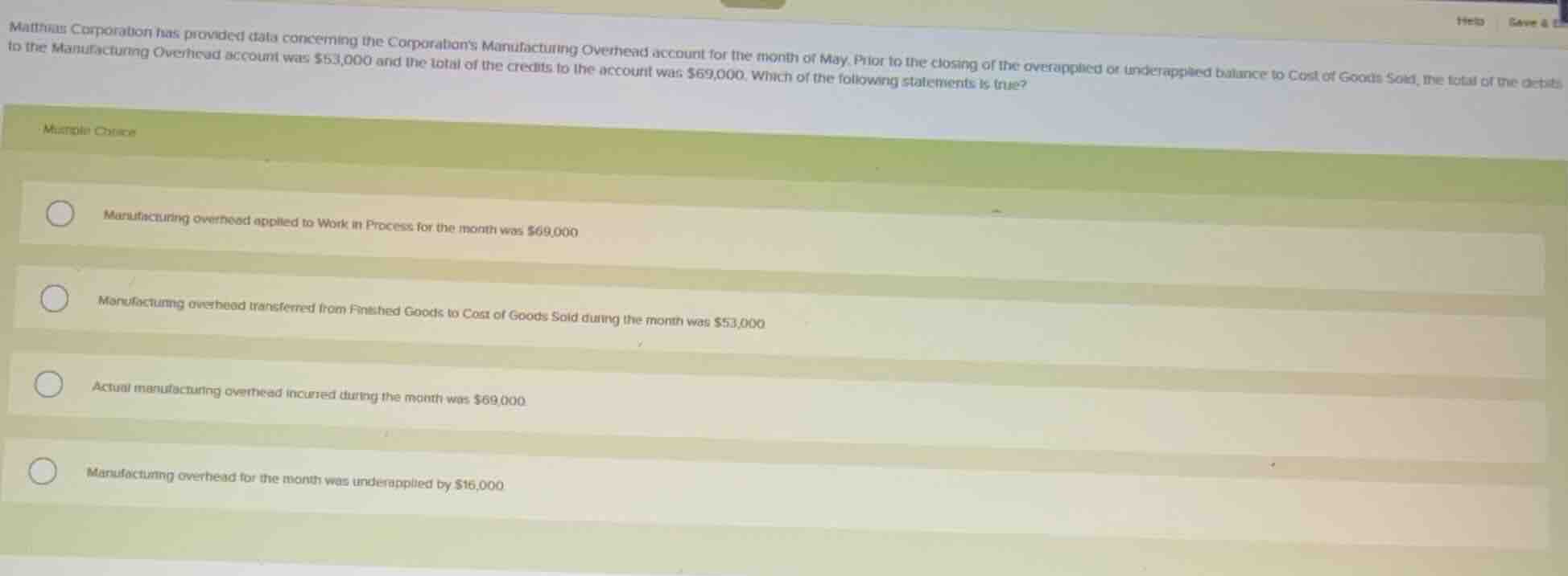 matthias corporation has provided data concerning the corporations manu…