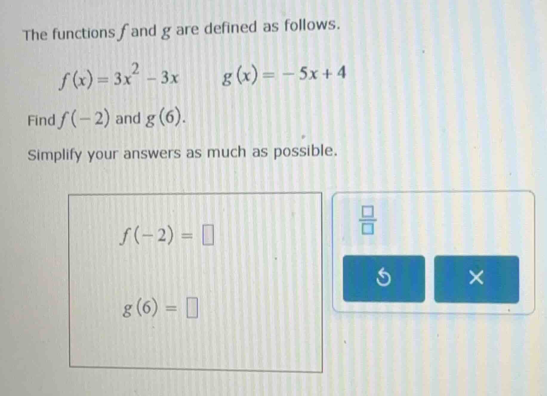 the functions \\(f\\) and \\(g\\) are defined as follows. \\f(x) = 3x^2…