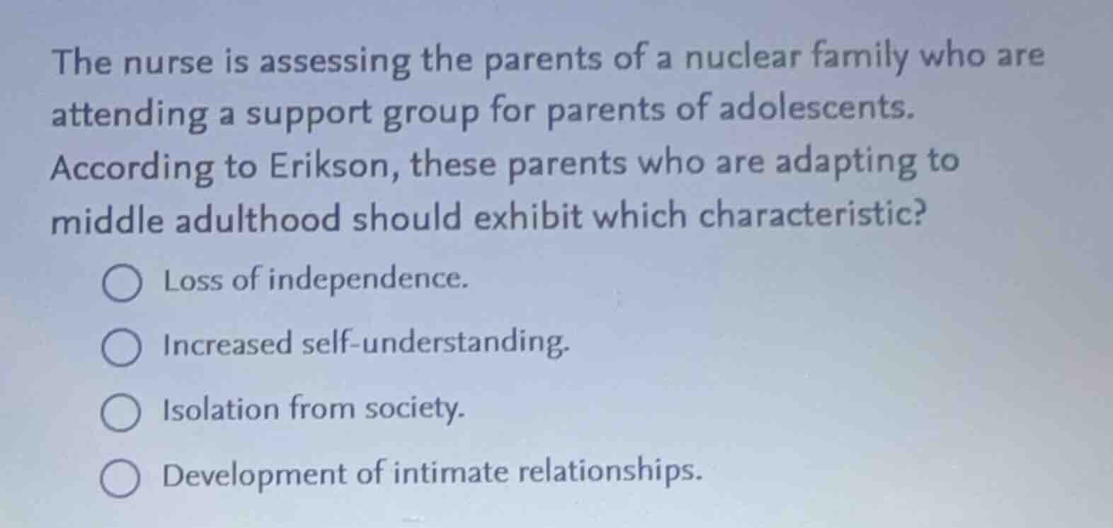 the nurse is assessing the parents of a nuclear family who are attendin…