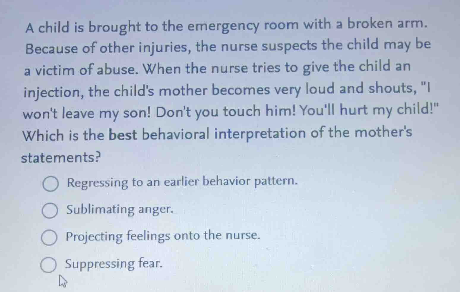 a child is brought to the emergency room with a broken arm. because of …