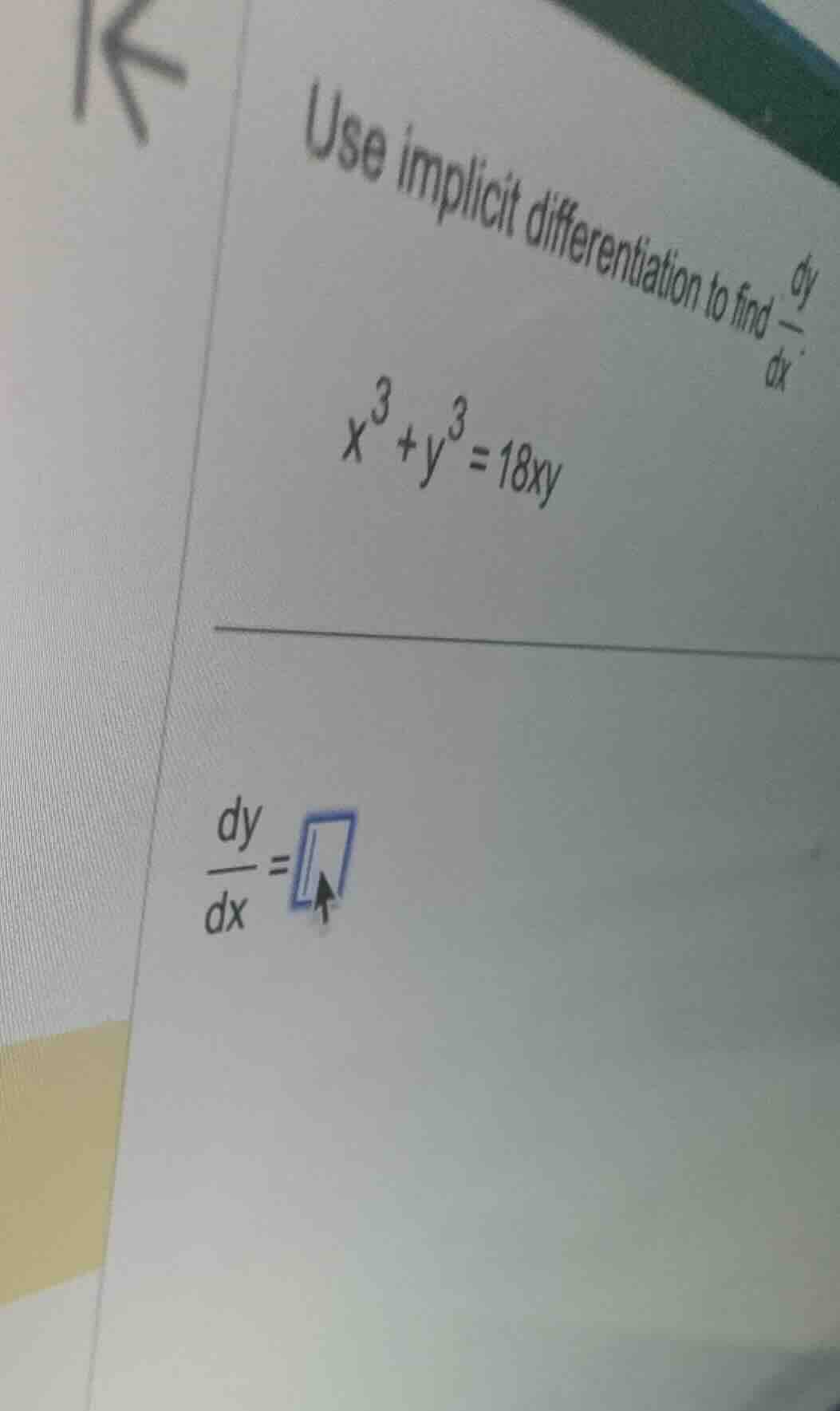 use implicit differentiation to find \\(\\frac{dy}{dx}\\) \\x^3 + y^3 =…