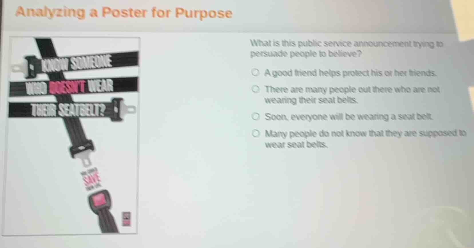 analyzing a poster for purpose what is this public service announcement…