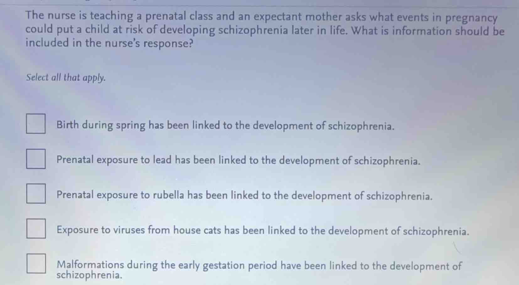 the nurse is teaching a prenatal class and an expectant mother asks wha…