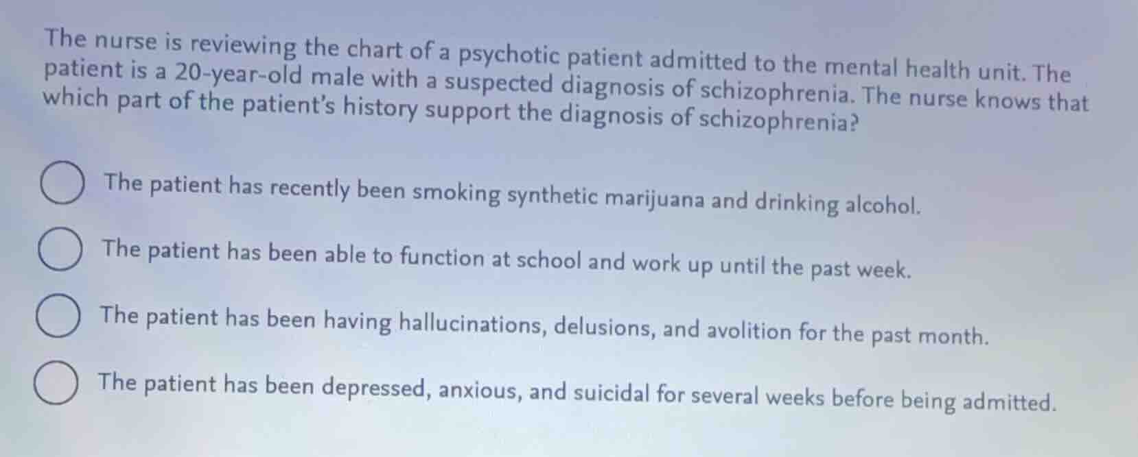 the nurse is reviewing the chart of a psychotic patient admitted to the…