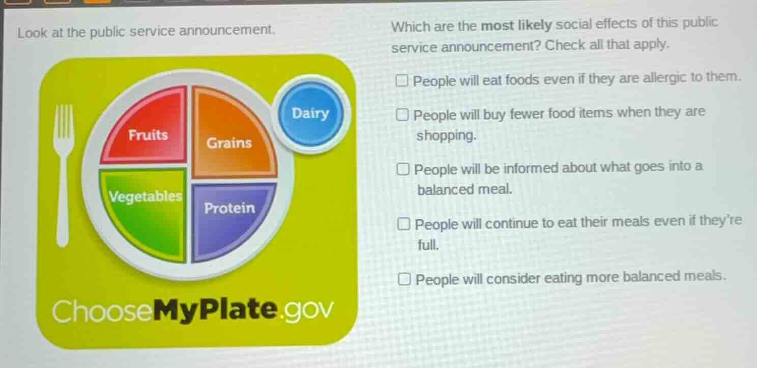 look at the public service announcement. which are the most likely soci…