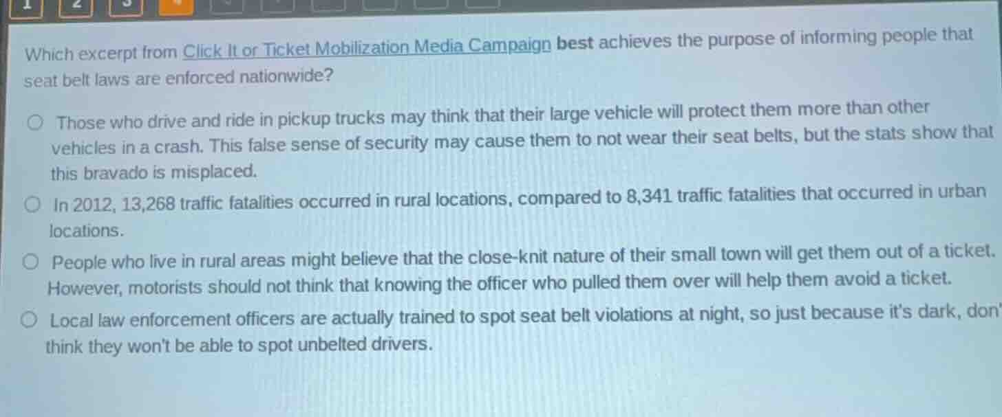 which excerpt from click it or ticket mobilization media campaign best …
