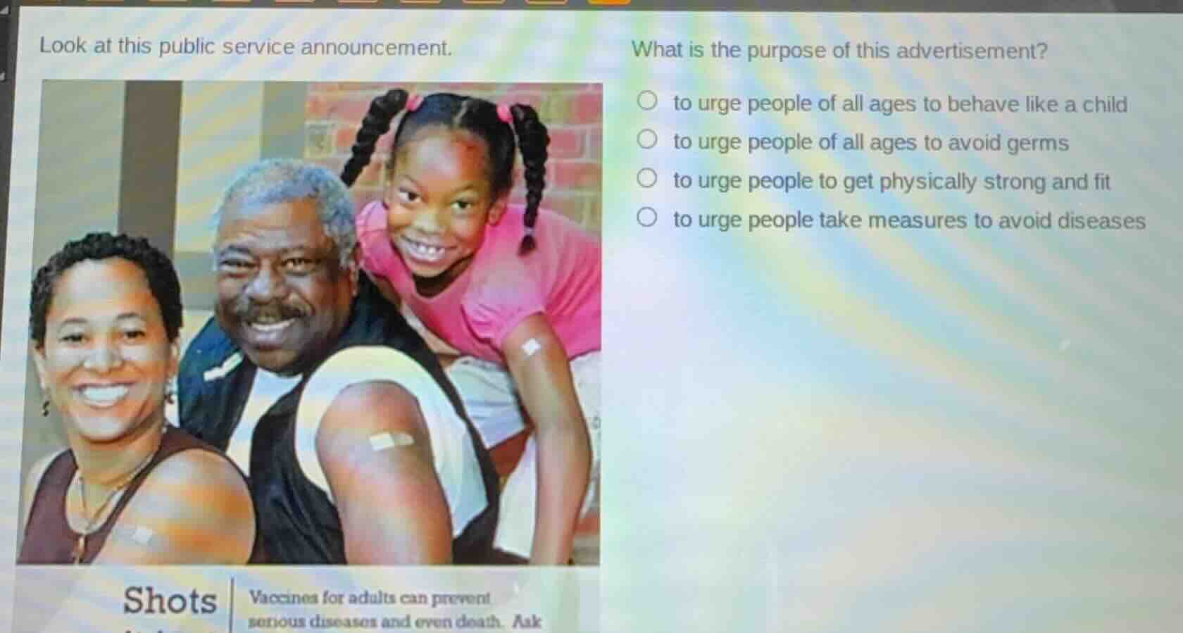 look at this public service announcement. what is the purpose of this a…