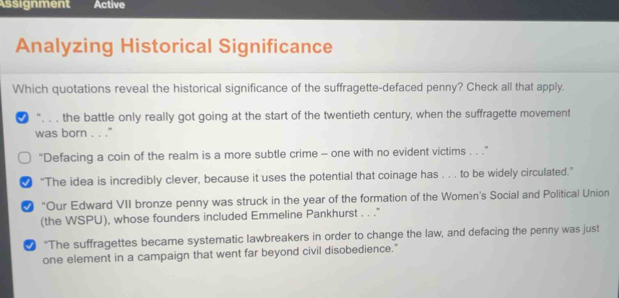 analyzing historical significance which quotations reveal the historica…