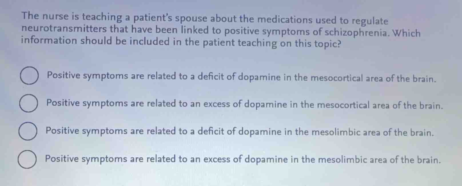 the nurse is teaching a patients spouse about the medications used to r…