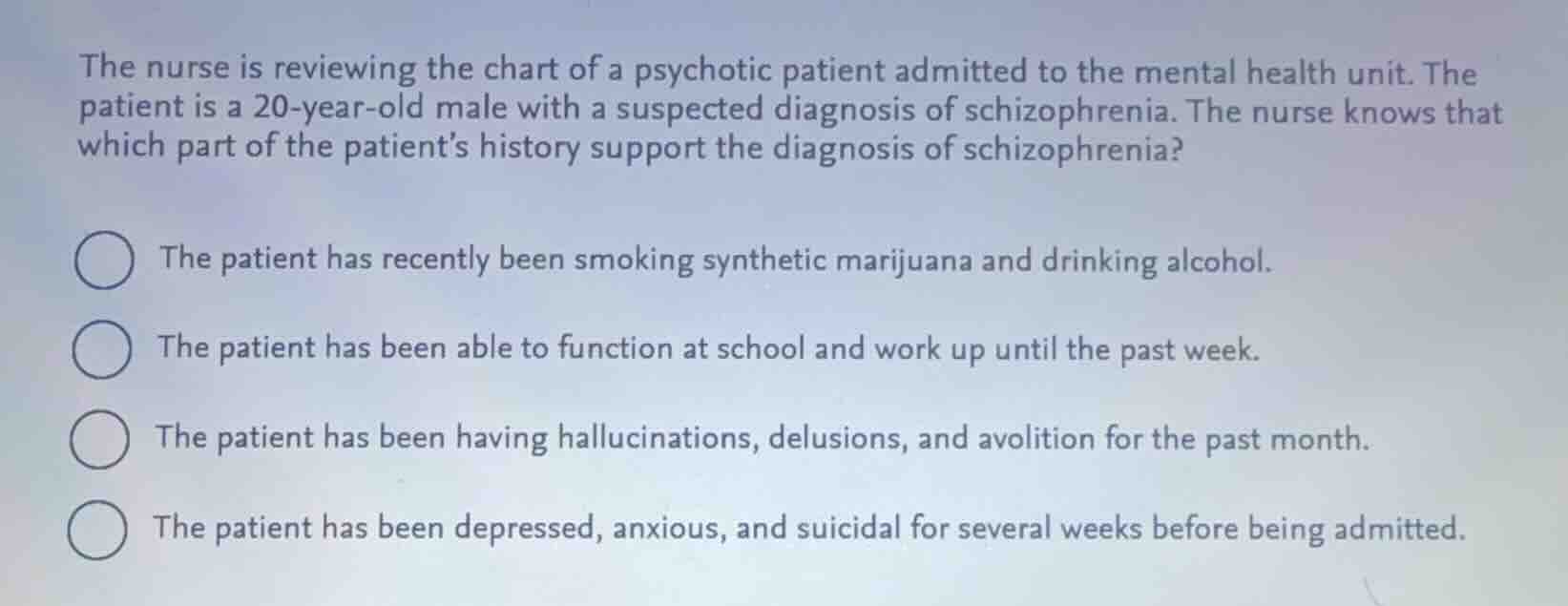 the nurse is reviewing the chart of a psychotic patient admitted to the…