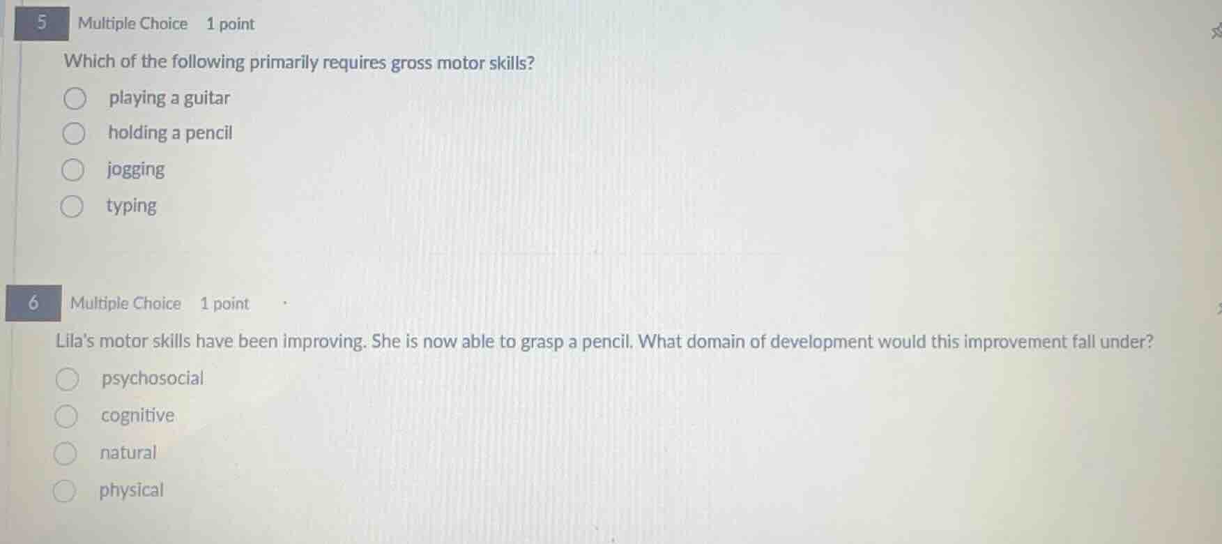 5 multiple choice 1 point which of the following primarily requires gro…