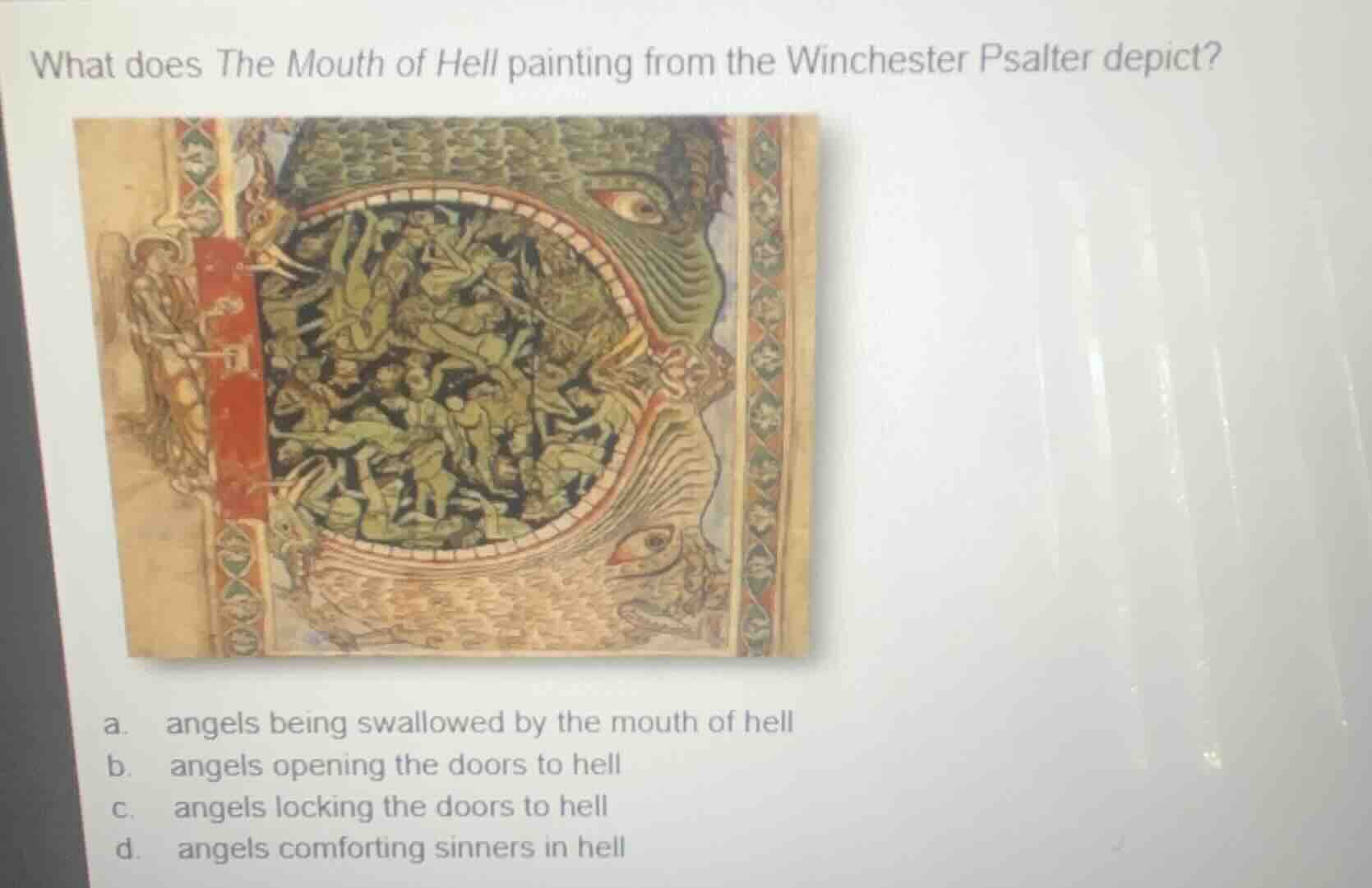 what does the mouth of hell painting from the winchester psalter depict…