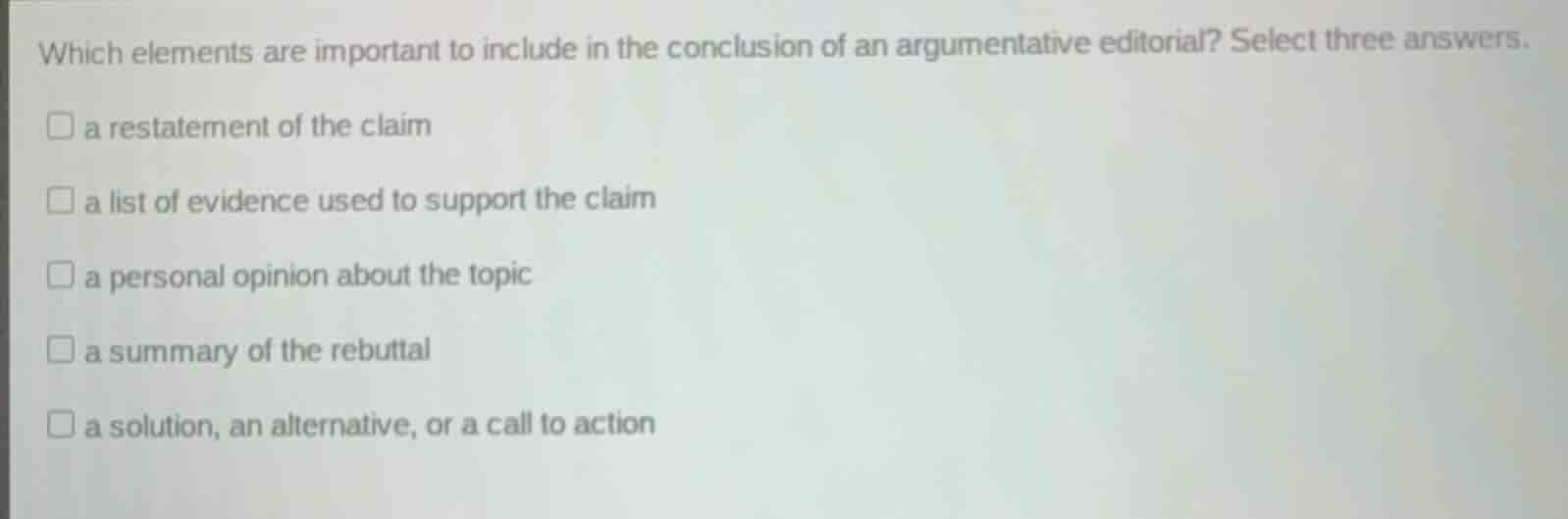 which elements are important to include in the conclusion of an argumen…