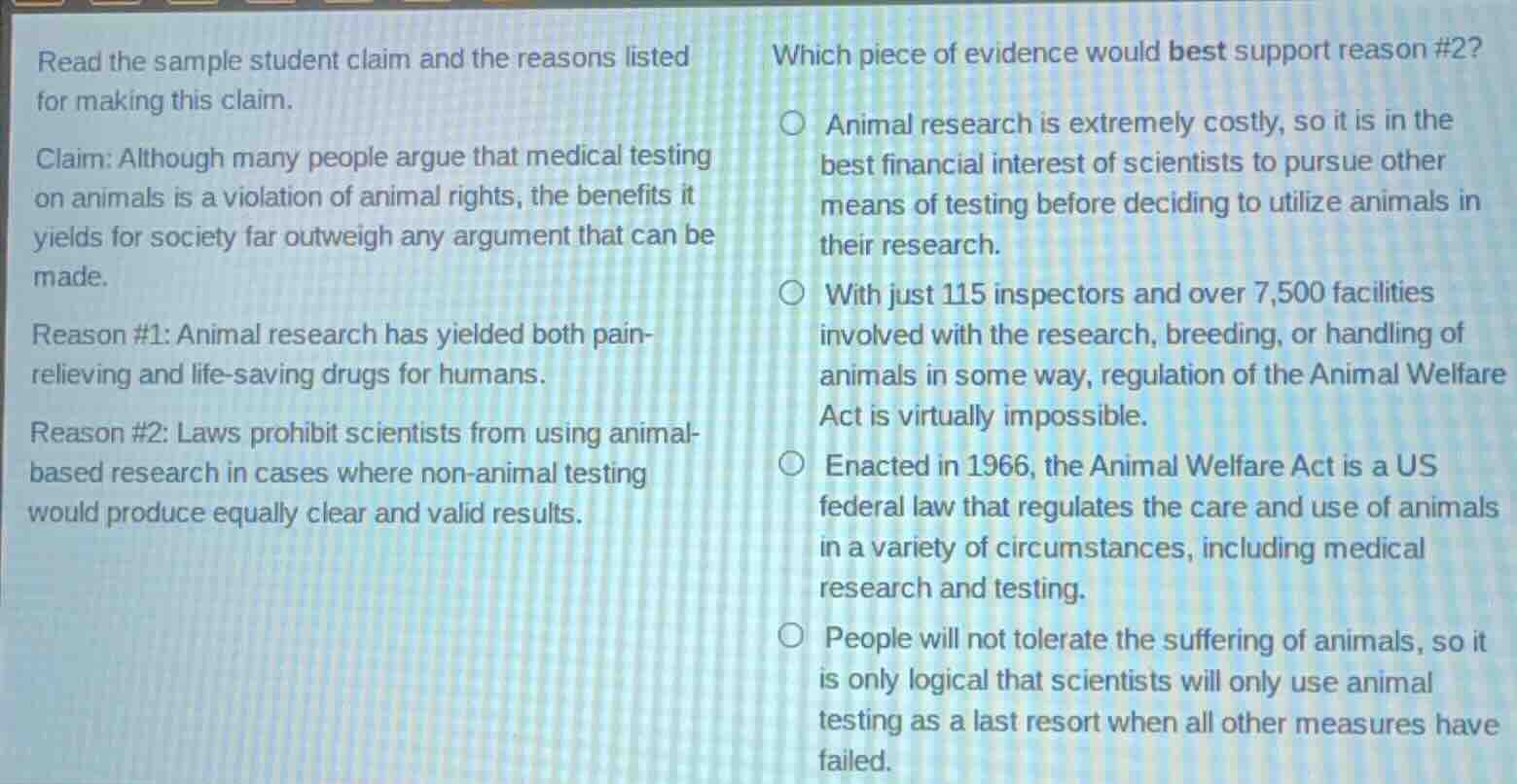 read the sample student claim and the reasons listed for making this cl…