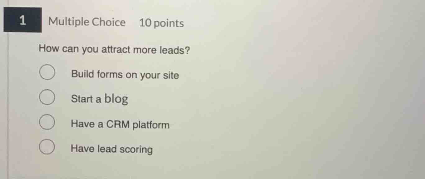 multiple choice 10 points how can you attract more leads? build forms o…