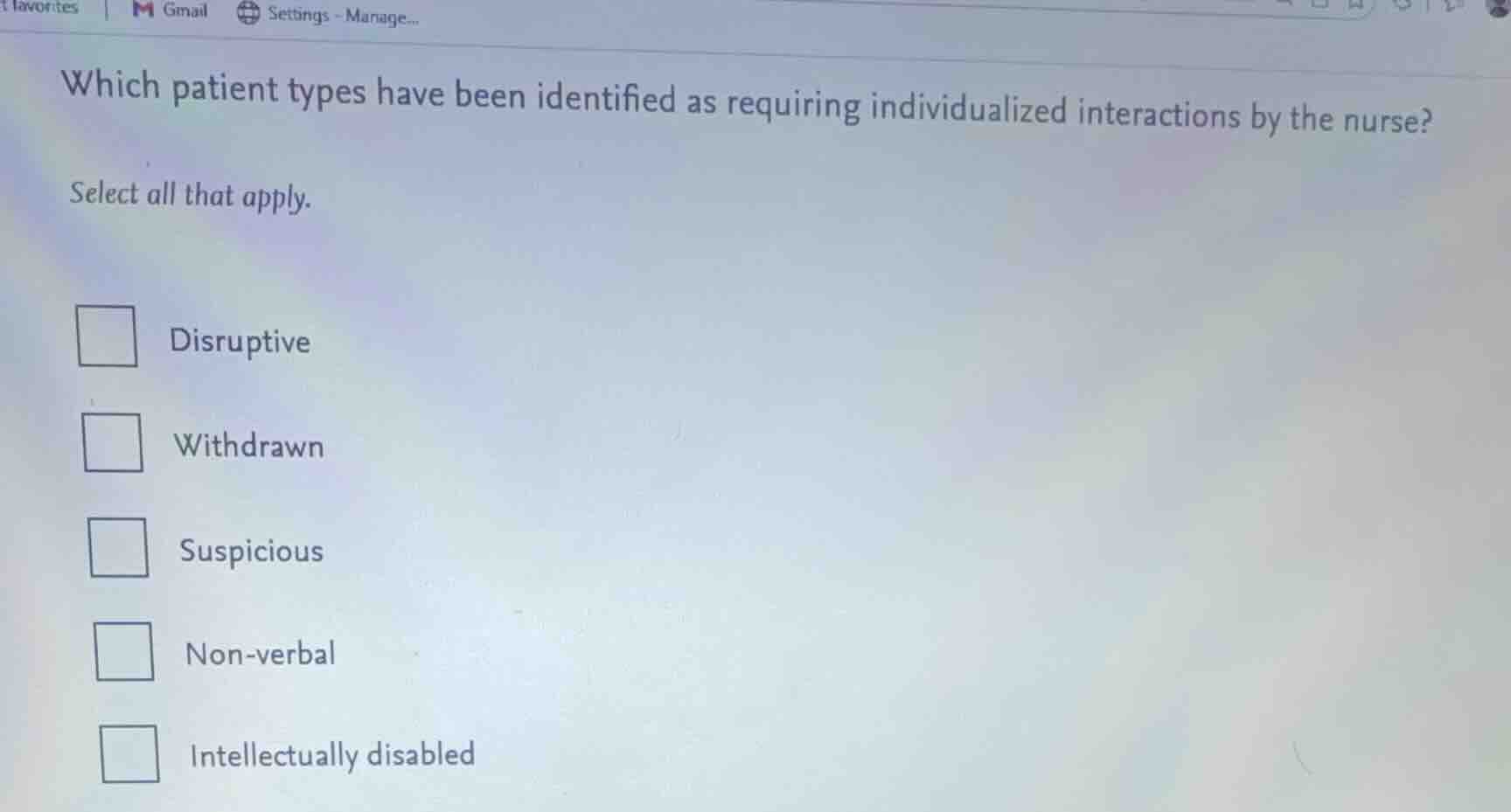 which patient types have been identified as requiring individualized in…
