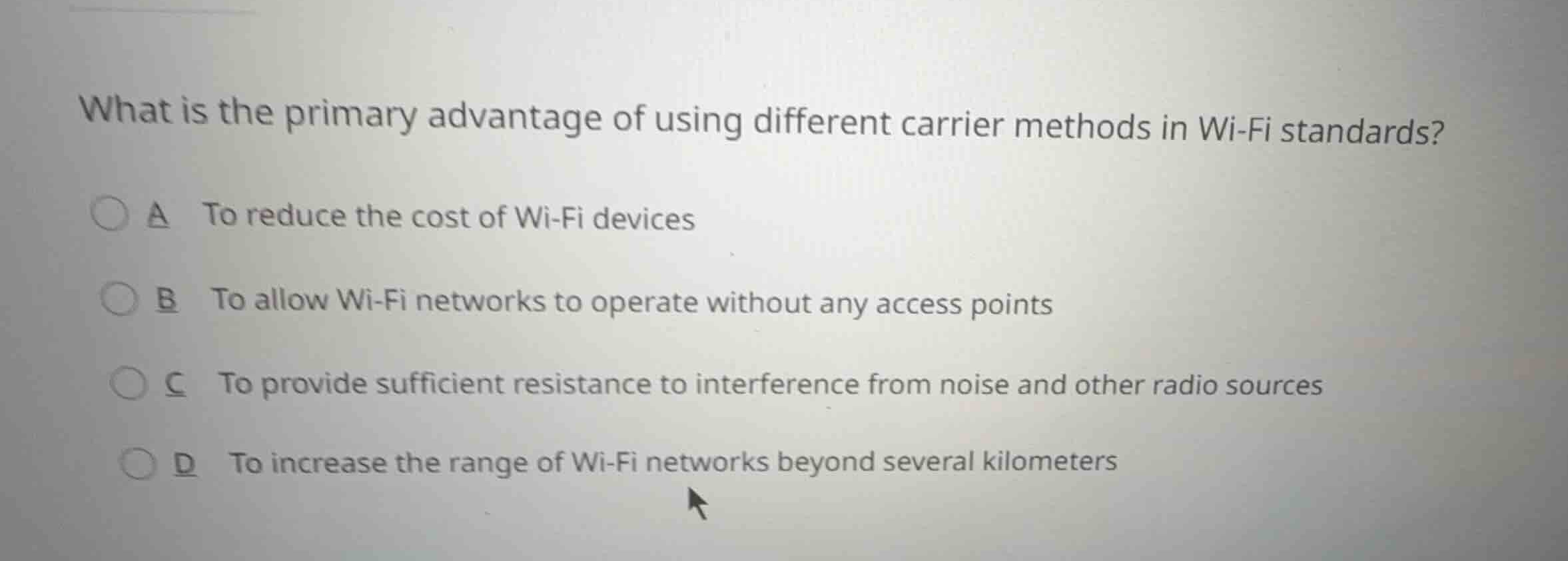 what is the primary advantage of using different carrier methods in wi-…
