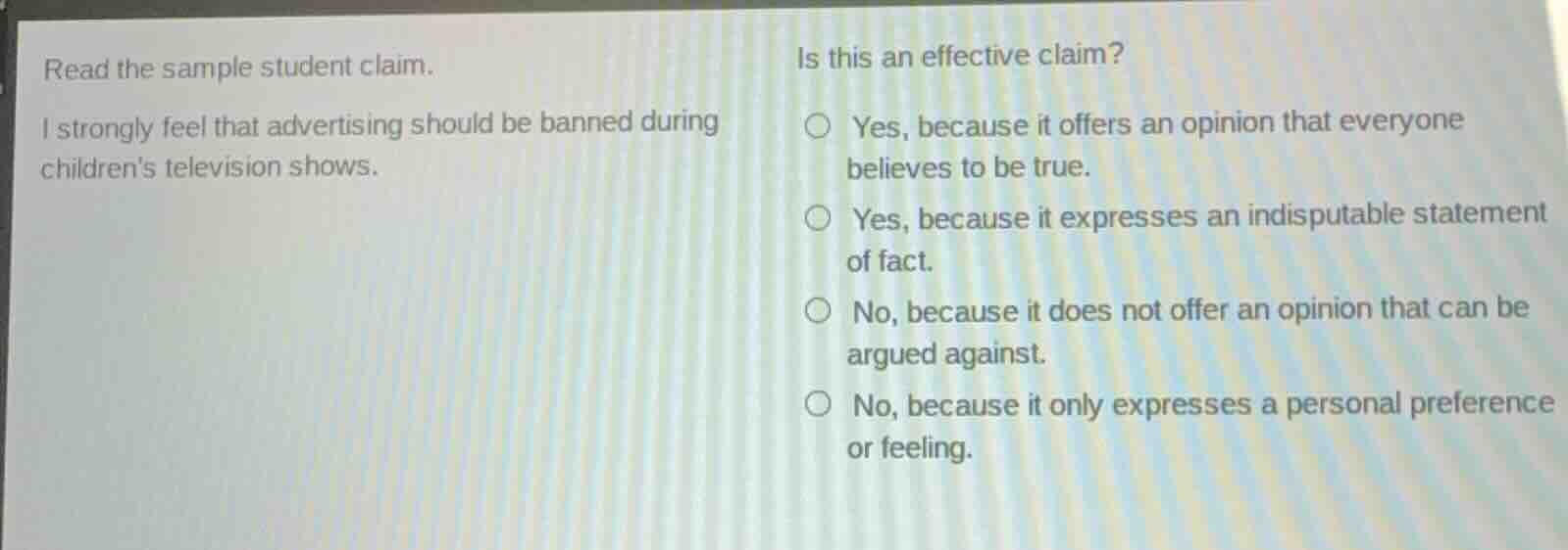 read the sample student claim. i strongly feel that advertising should …