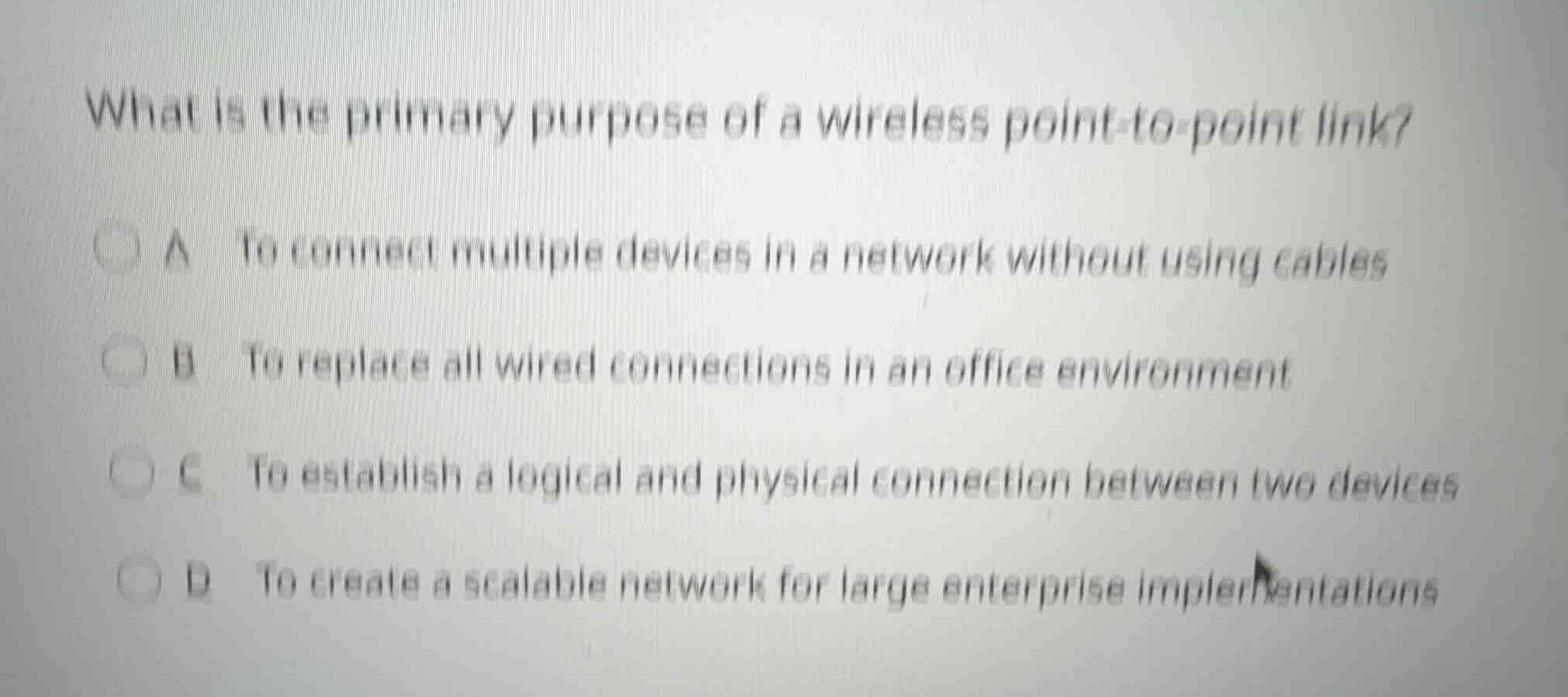what is the primary purpose of a wireless point-to-point link? a to con…