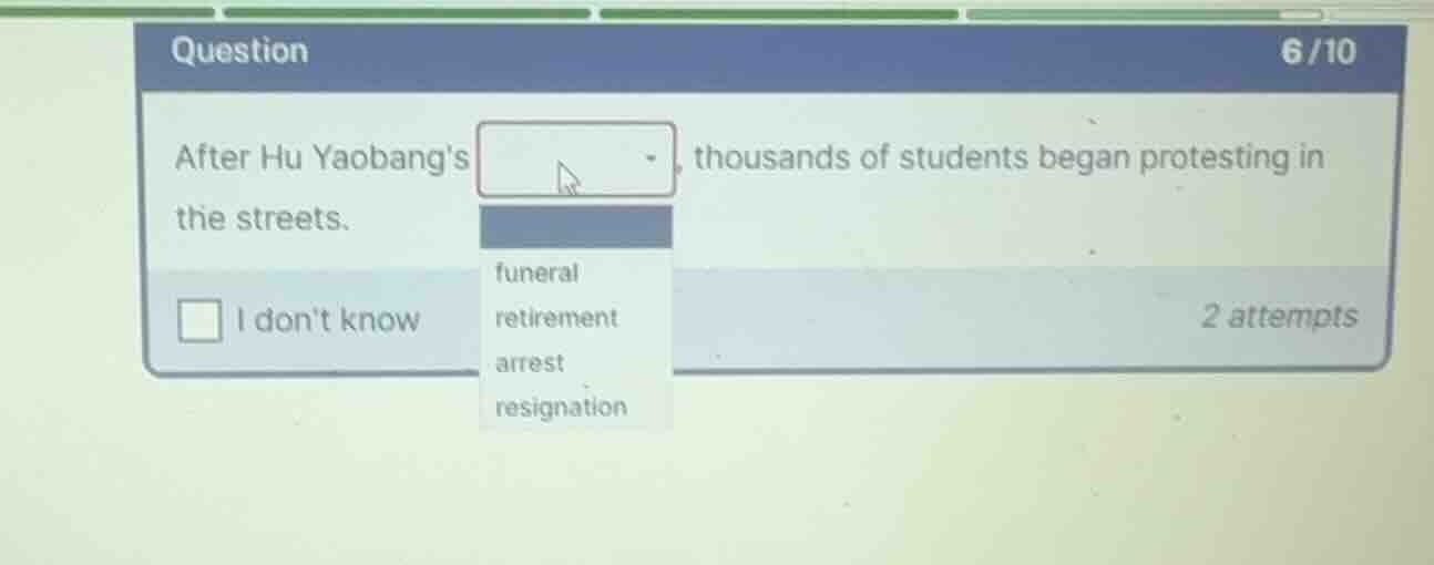 after hu yaobangs dropdown, thousands of students began protesting in t…