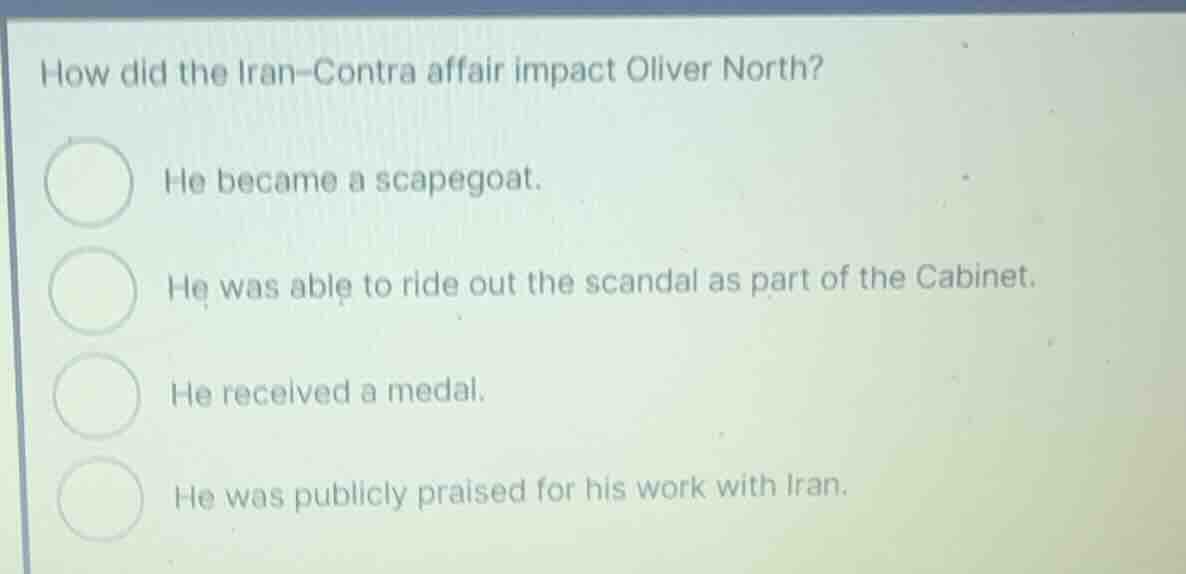 how did the iran-contra affair impact oliver north? he became a scapego…