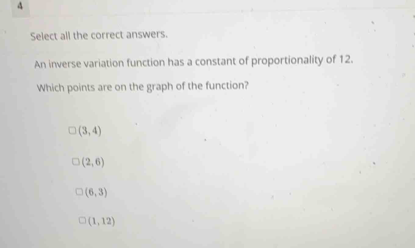 select all the correct answers. an inverse variation function has a con…