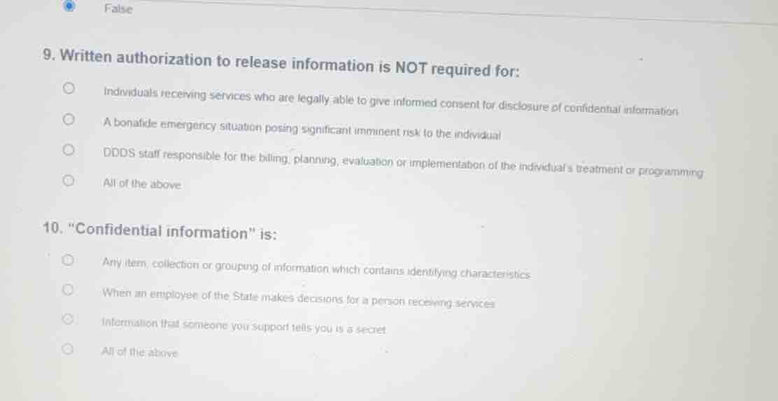 9. written authorization to release information is not required for: - …