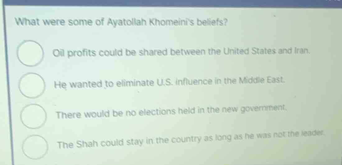 what were some of ayatollah khomeinis beliefs? oil profits could be sha…