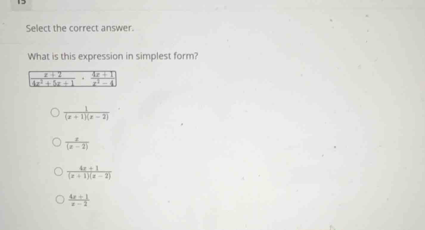 select the correct answer. what is this expression in simplest form? \\…