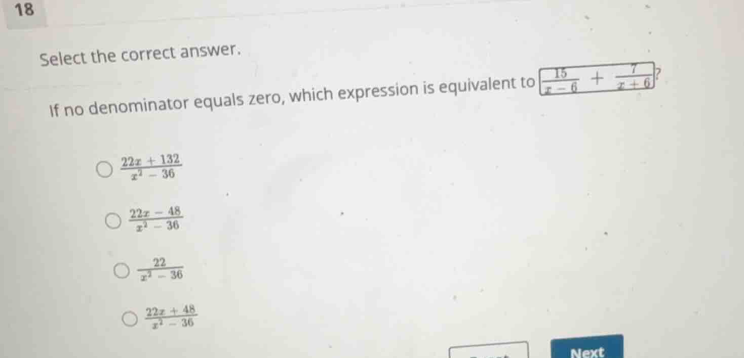 select the correct answer. if no denominator equals zero, which express…