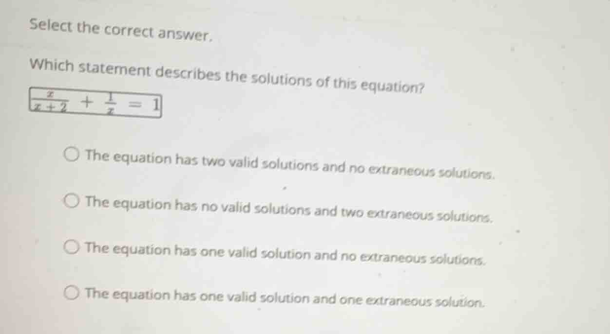 select the correct answer. which statement describes the solutions of t…