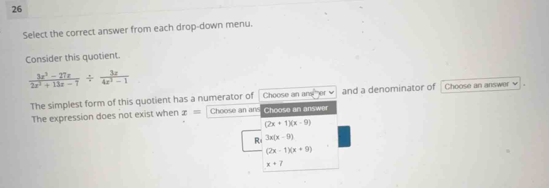 select the correct answer from each drop-down menu. consider this quoti…