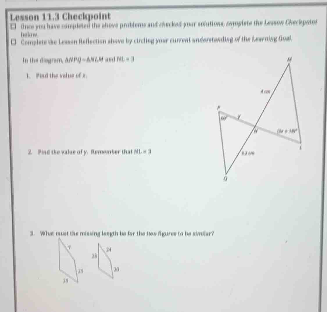 lesson 11.3 checkpoint once you have completed the above problems and c…